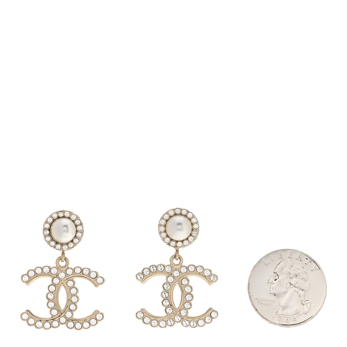 Crystal Pearl Bow-tiful CC Drop Earrings Gold