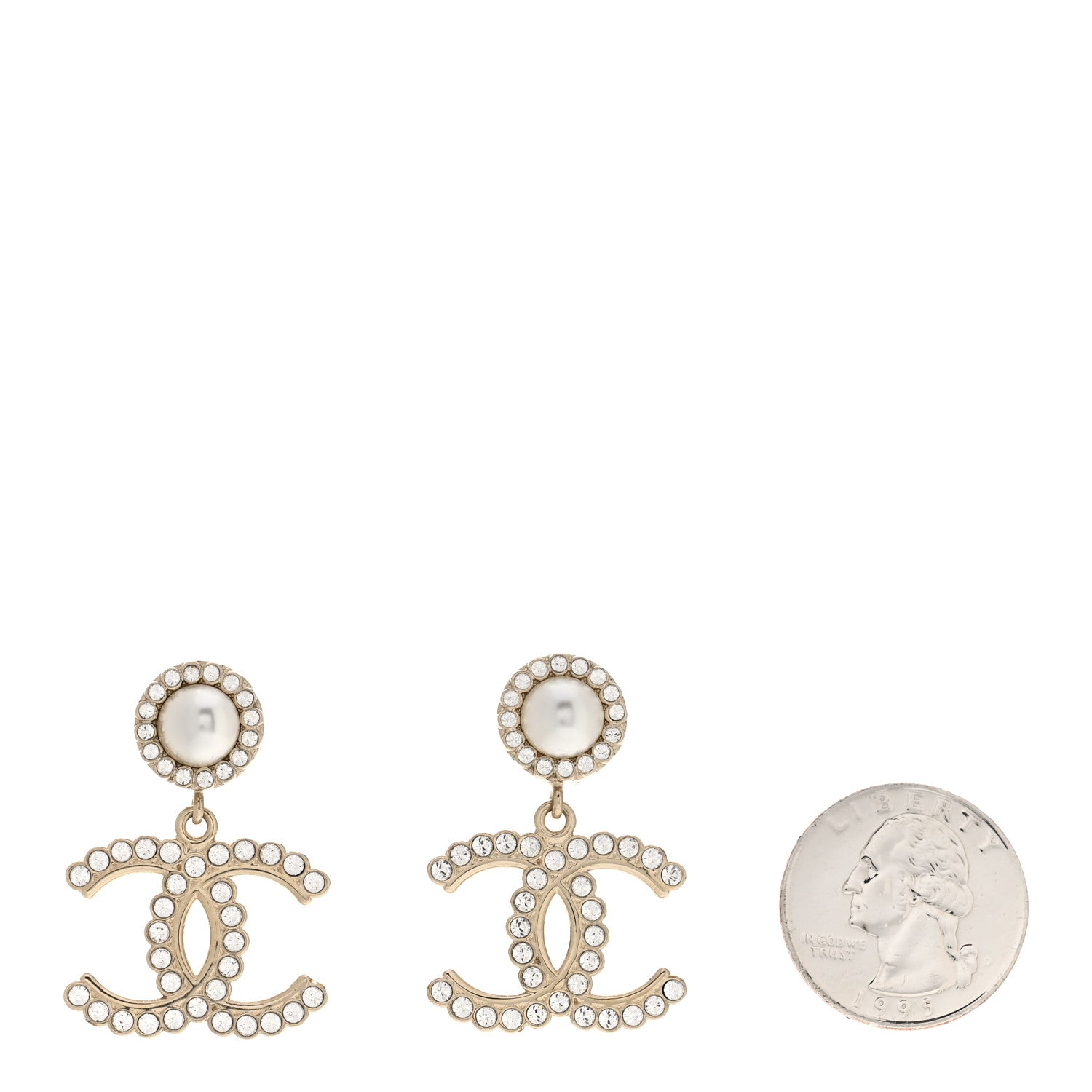 Chanel Crystal Pearl Bow-tiful CC Drop Earrings Gold 2 of 4