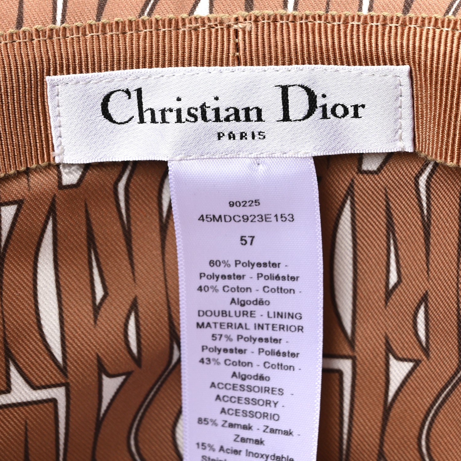Christian Dior Polyester Cotton Miss Dior Bucket Hat 57 Beige