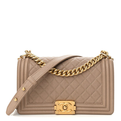 Chanel Caviar Quilted Medium Boy Flap Beige 1 of 10
