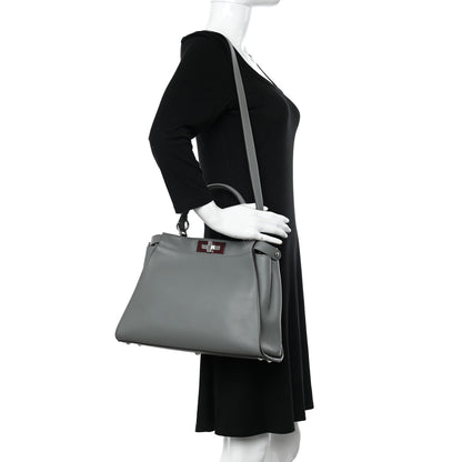 Fendi Vitello Seta Shiny Nappa Medium Peekaboo Iconic Satchel Alga Rosa Doll 2 of 14