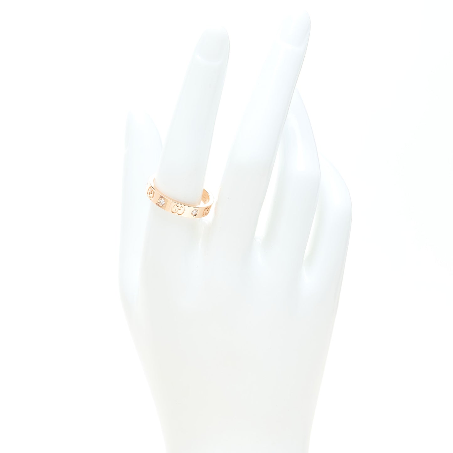18K Rose Gold Diamond Icon Band Ring 58 8.5