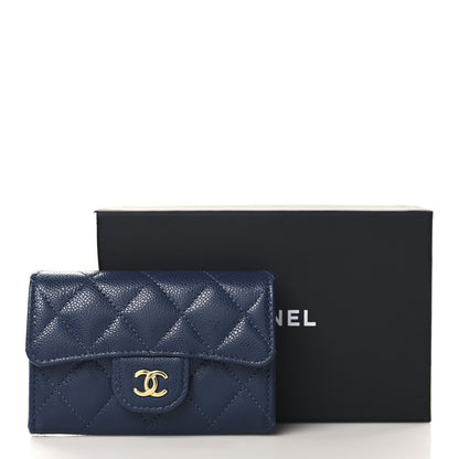 Chanel Caviar Quilted Flap Card Holder Wallet Navy Blue 9 of 9