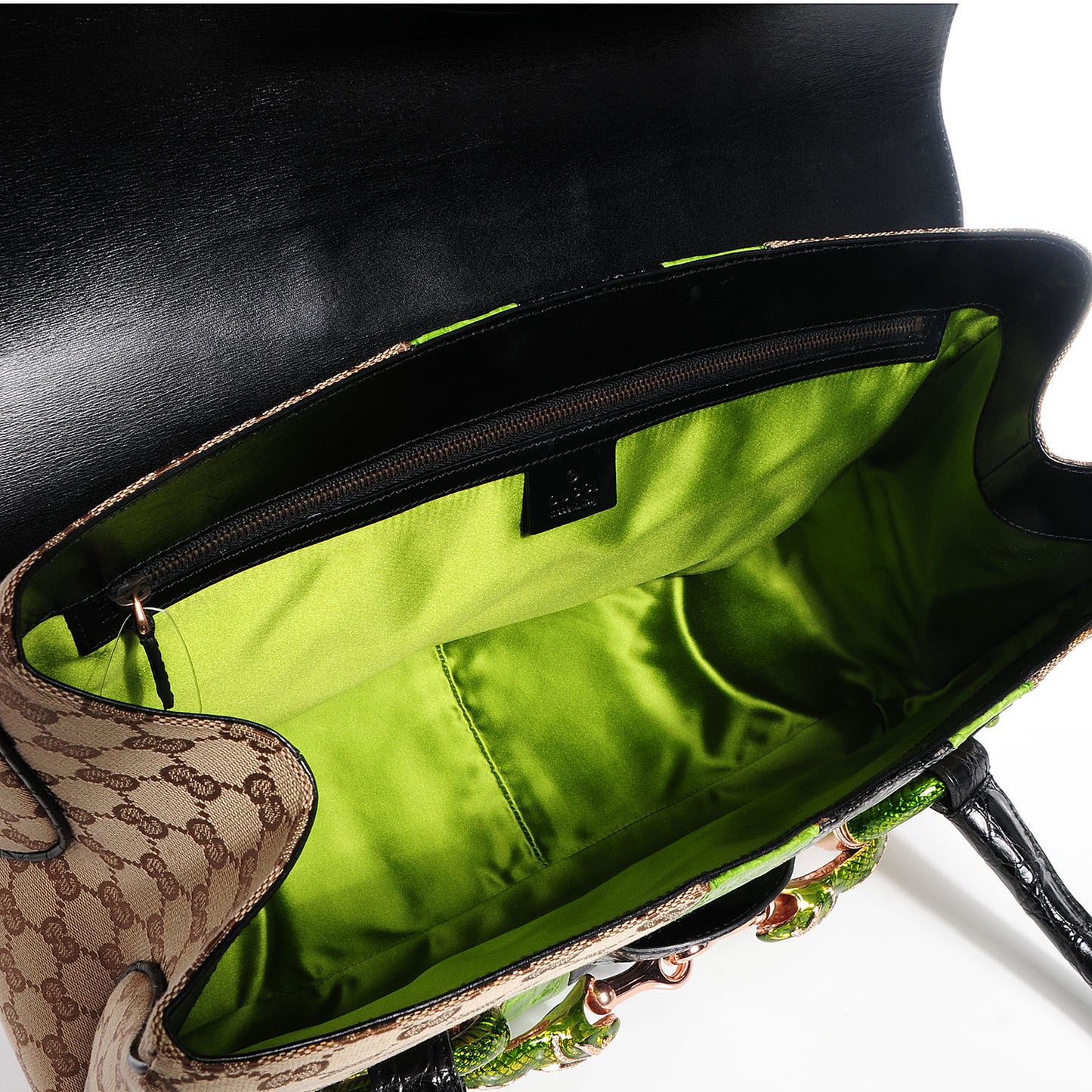 Crocodile Web Monogram Tom Ford Dragon Tote Dark Brown Green