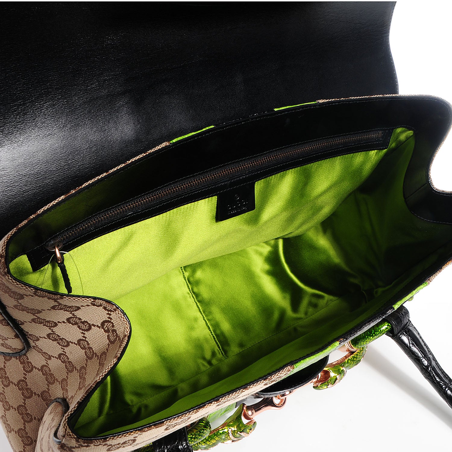 Gucci Crocodile Web Monogram Tom Ford Dragon Tote Dark Brown Green 5 of 7