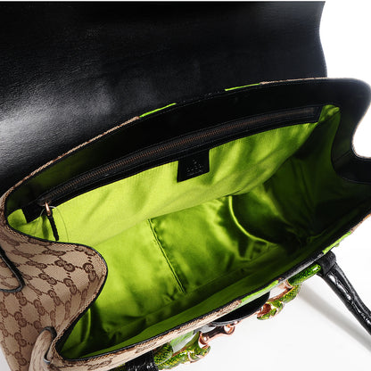 Gucci Crocodile Web Monogram Tom Ford Dragon Tote Dark Brown Green 5 of 7