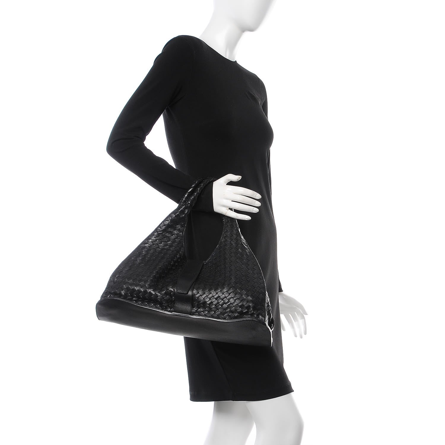 Bottega Veneta Nappa Intrecciato Shoulder Bag Black 2 of 17