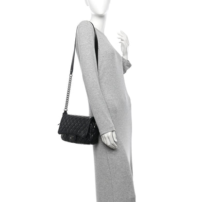 Chanel Crumpled Calfskin Quilted Medium Casual Rock Flap Black 2 of 12