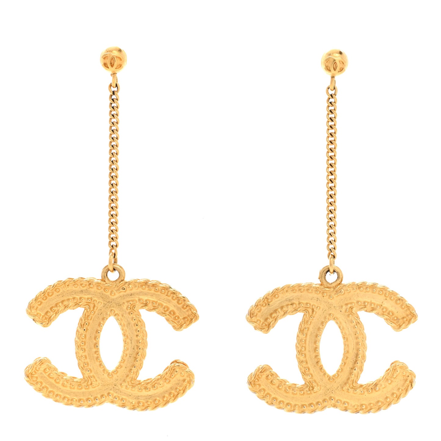 CC Drop Earrings Matte Gold