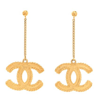 Chanel CC Drop Earrings Matte Gold 1 of 4