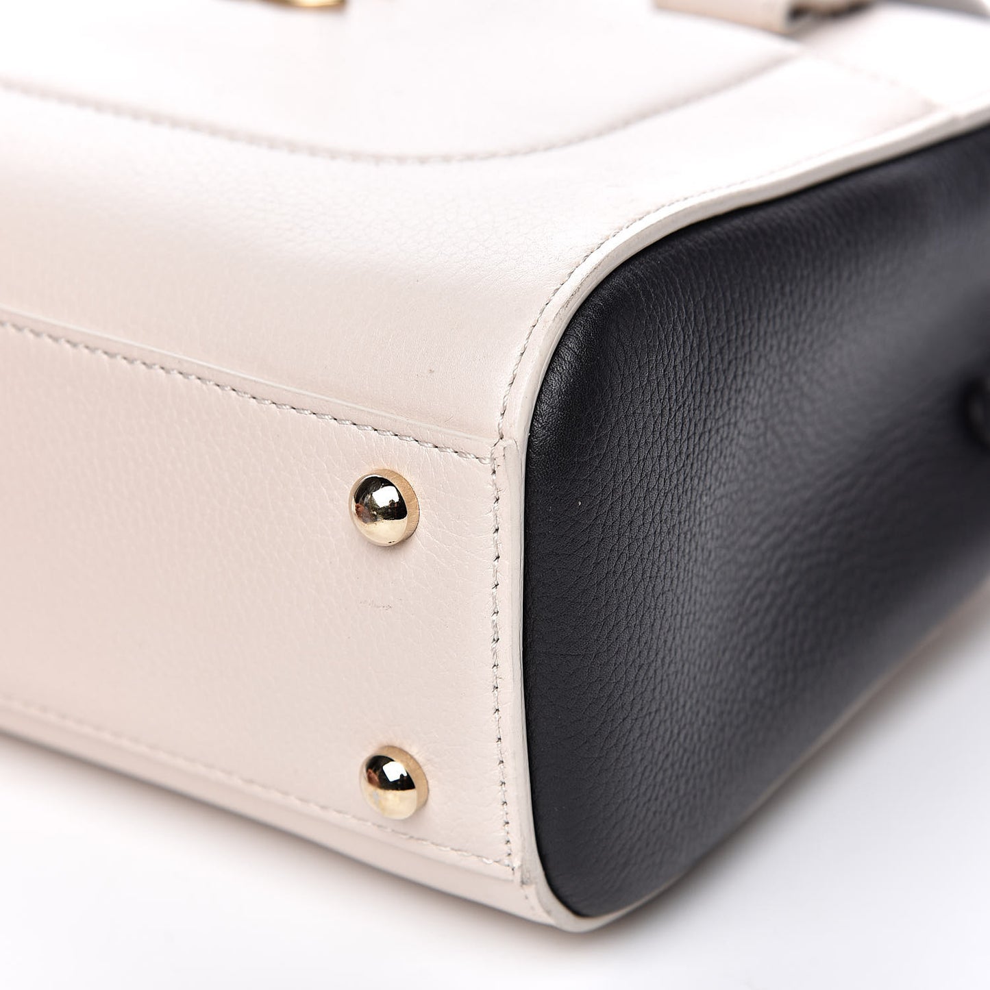 Grained Calfskin Mini Bi-Color Neo Executive Shopper Tote Beige Black
