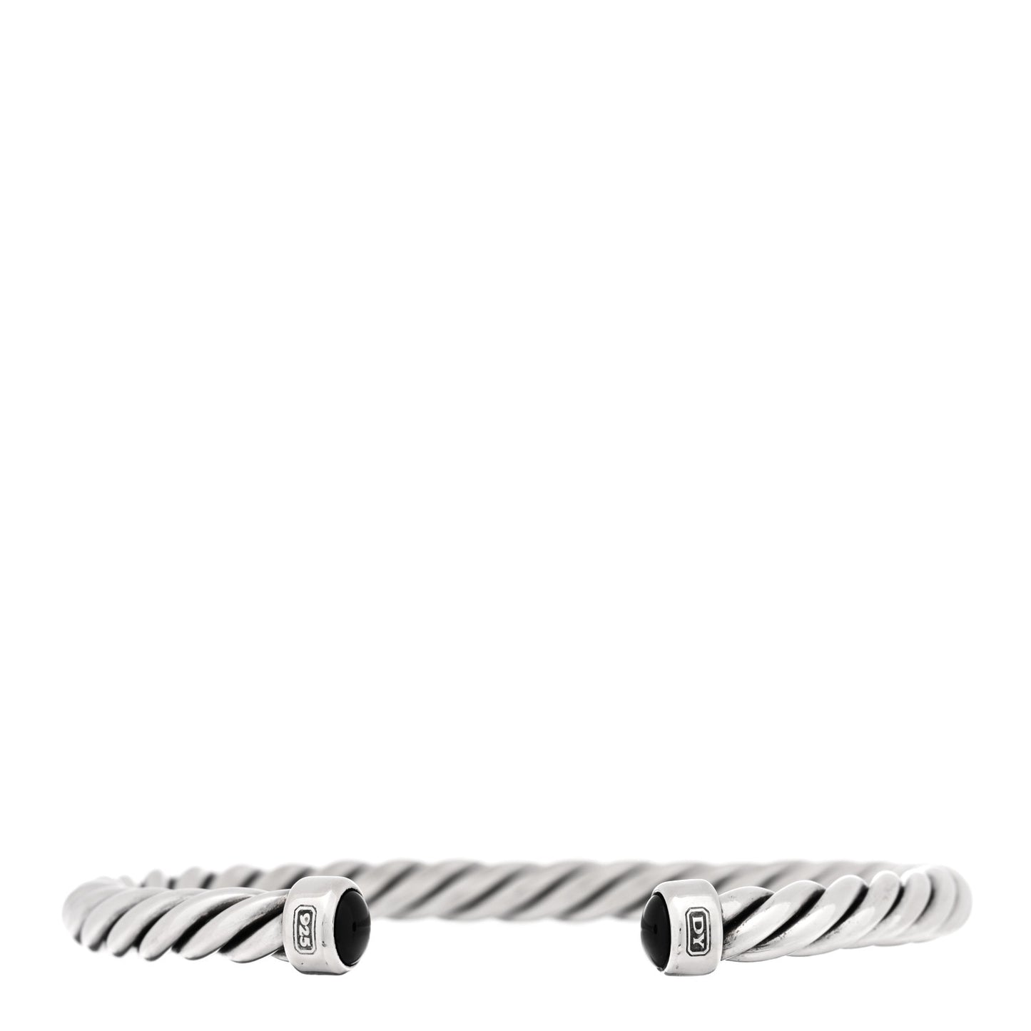 Sterling Silver Onyx 6mm Cable Classic Cuff Bracelet
