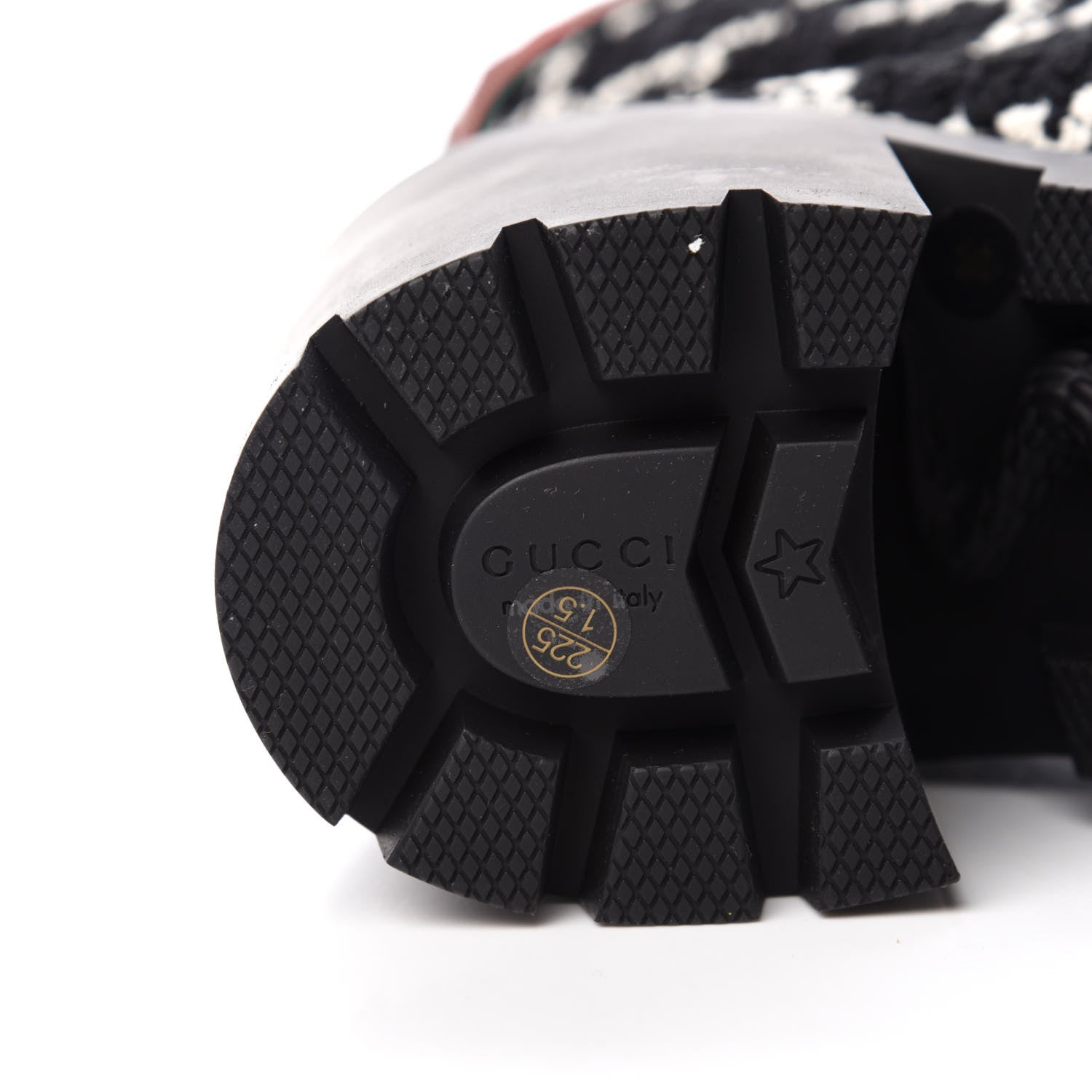 Gucci Tweed GG Monogram Lace Up Combat Ankle Boots 35 Black 9 of 11