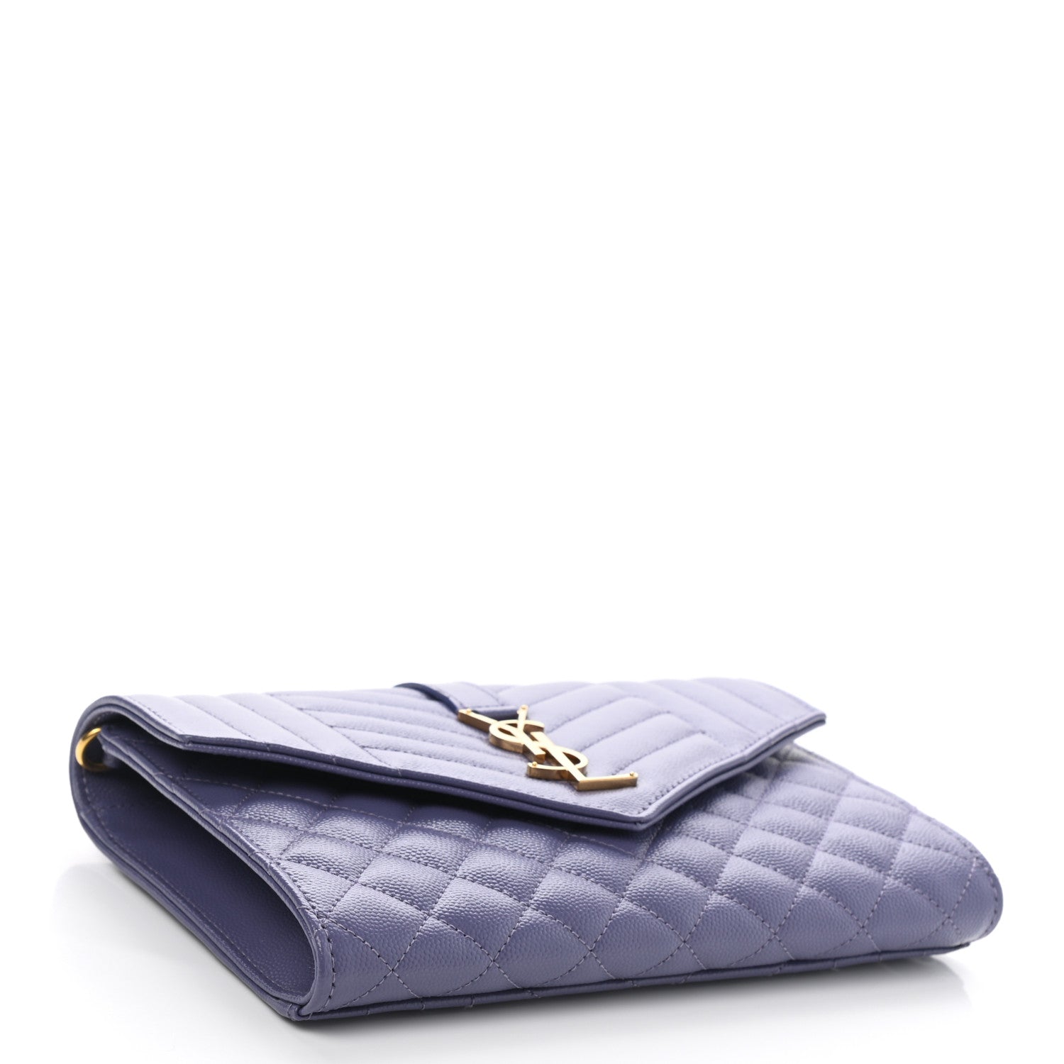 Saint Laurent Grain De Poudre Textured Mixed Matelasse Triquilt Monogram Clutch Dark Wisteria 4 of 7