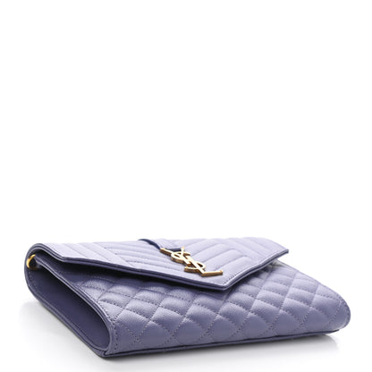 Saint Laurent Grain De Poudre Textured Mixed Matelasse Triquilt Monogram Clutch Dark Wisteria 4 of 7