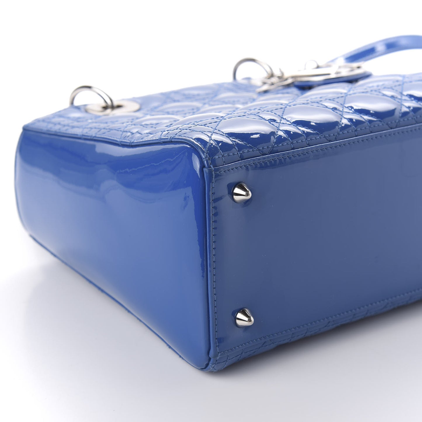 Patent Cannage Medium Lady Dior Blue