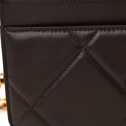 Chanel Lambskin Quilted Chanel 19 Wallet On Chain WOC Dark Brown 15 of 15