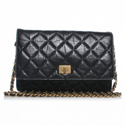 Chanel Aged Calfskin Reissue Wallet On Chain WOC Black 1 of 8