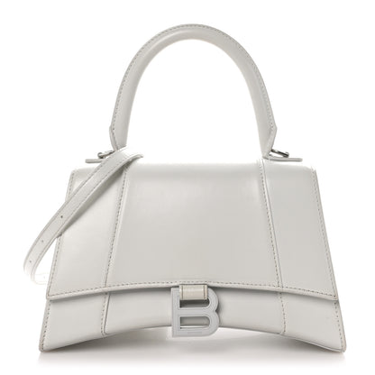 Balenciaga Shiny Box Calfskin Tonal B Small Hourglass Top Handle Bag White 1 of 11
