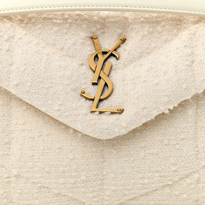 Saint Laurent Boucle Tweed Quilted Small Loulou Puffer Monogram Chain Satchel Crema Soft 8 of 10