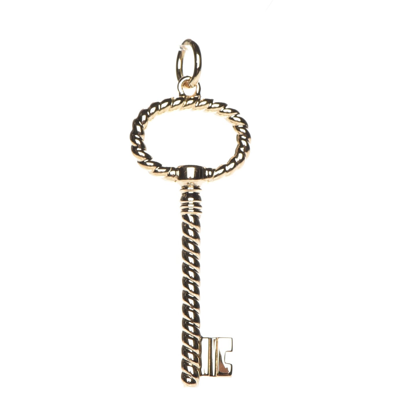 18K Yellow Gold Twist Oval Key Pendant Necklace