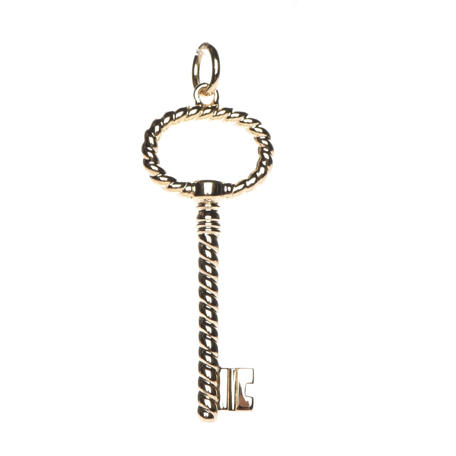 Tiffany 18K Yellow Gold Twist Oval Key Pendant Necklace 1 of 4