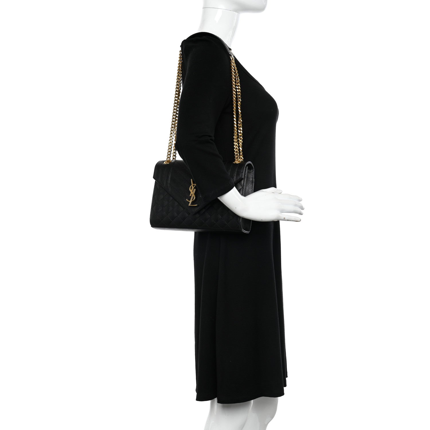 Saint Laurent Grain De Poudre Textured Mixed Matelasse Triquilt Medium Monogram Satchel Black 2 of 10