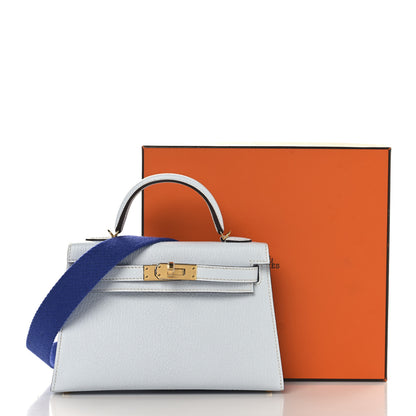Hermes Chevre Mysore Mini Kelly Sellier 20 Bleu Brume Bleu Electrique 11 of 11