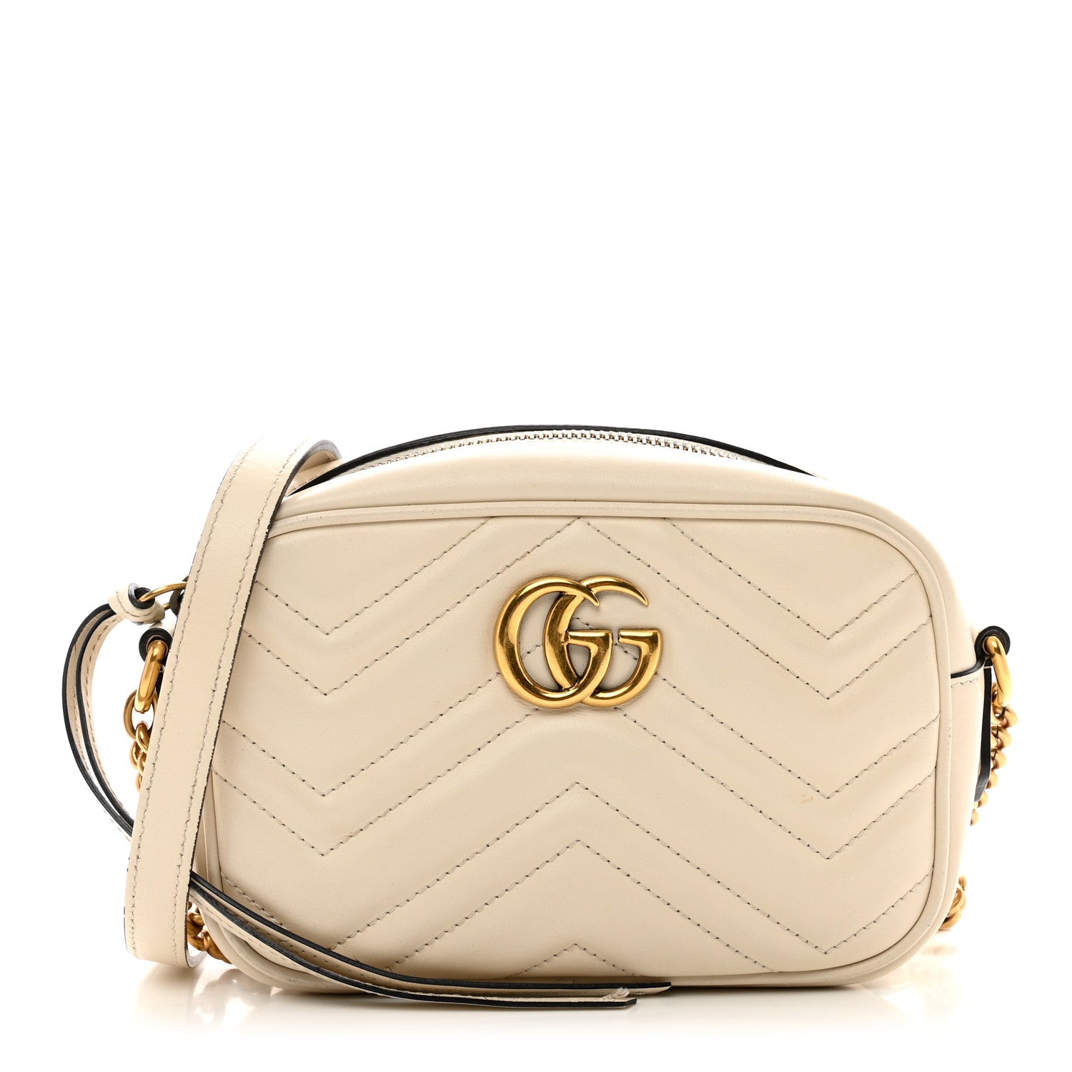 Gucci Calfskin Matelasse Mini GG Marmont Chain Shoulder Bag White 1 of 10