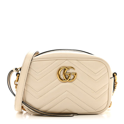 Gucci Calfskin Matelasse Mini GG Marmont Chain Shoulder Bag White 1 of 10