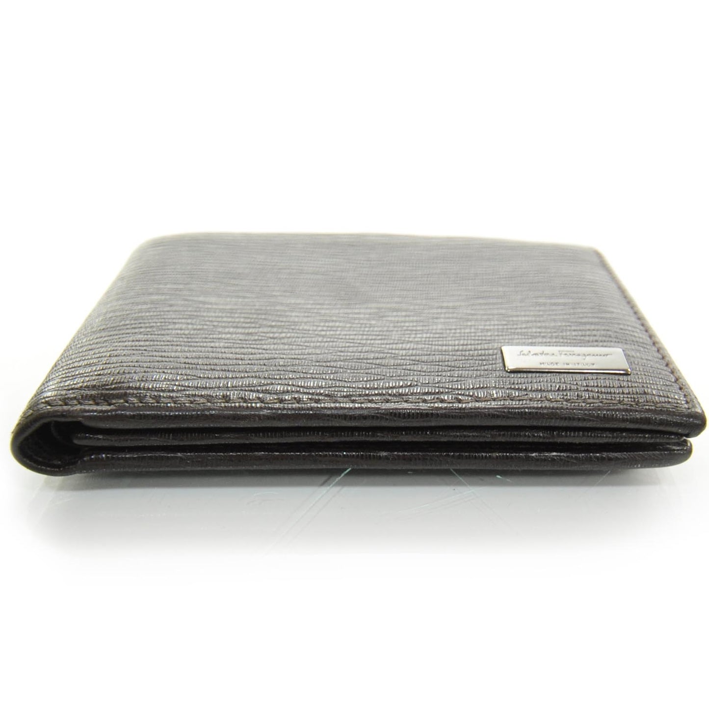 SALVATOREFERRAGAMOMensStampedCalfskinRevivalBi-FoldWalletBrown
