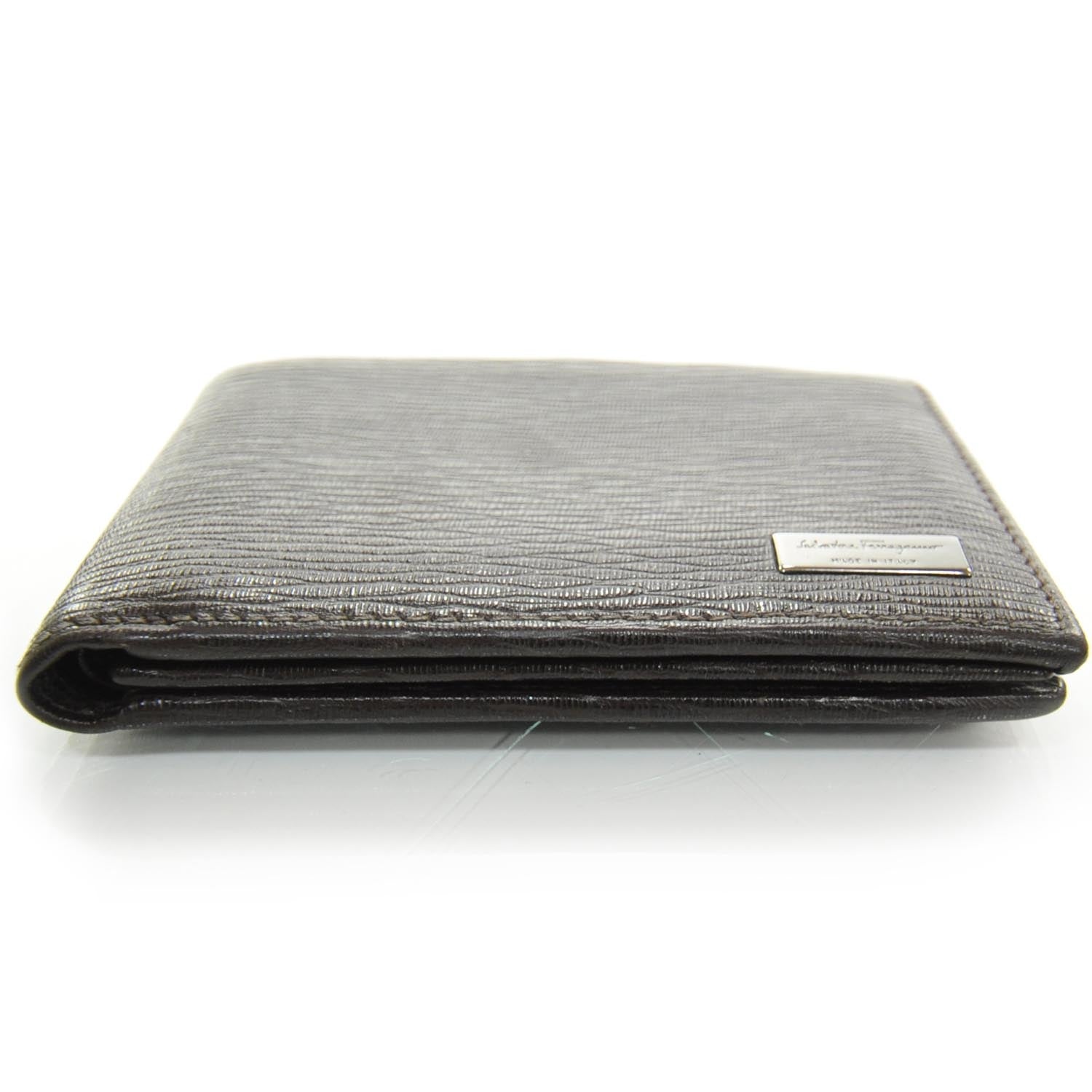 FASHIONPHILE SALVATOREFERRAGAMOMensStampedCalfskinRevivalBi-FoldWalletBrown 4 of 7