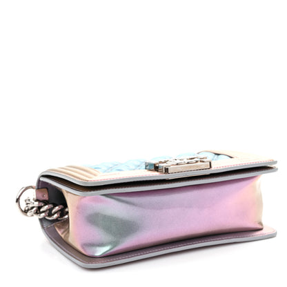 Chanel Iridescent Patent Calfskin PVC Quilted Small Boy Flap Light Purple 4 of 14