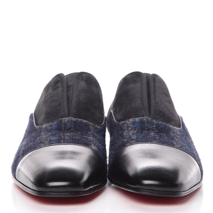 Christian Louboutin Mens Suede Wool Alpha Male Flat Loafers 42 Black 2 of 7