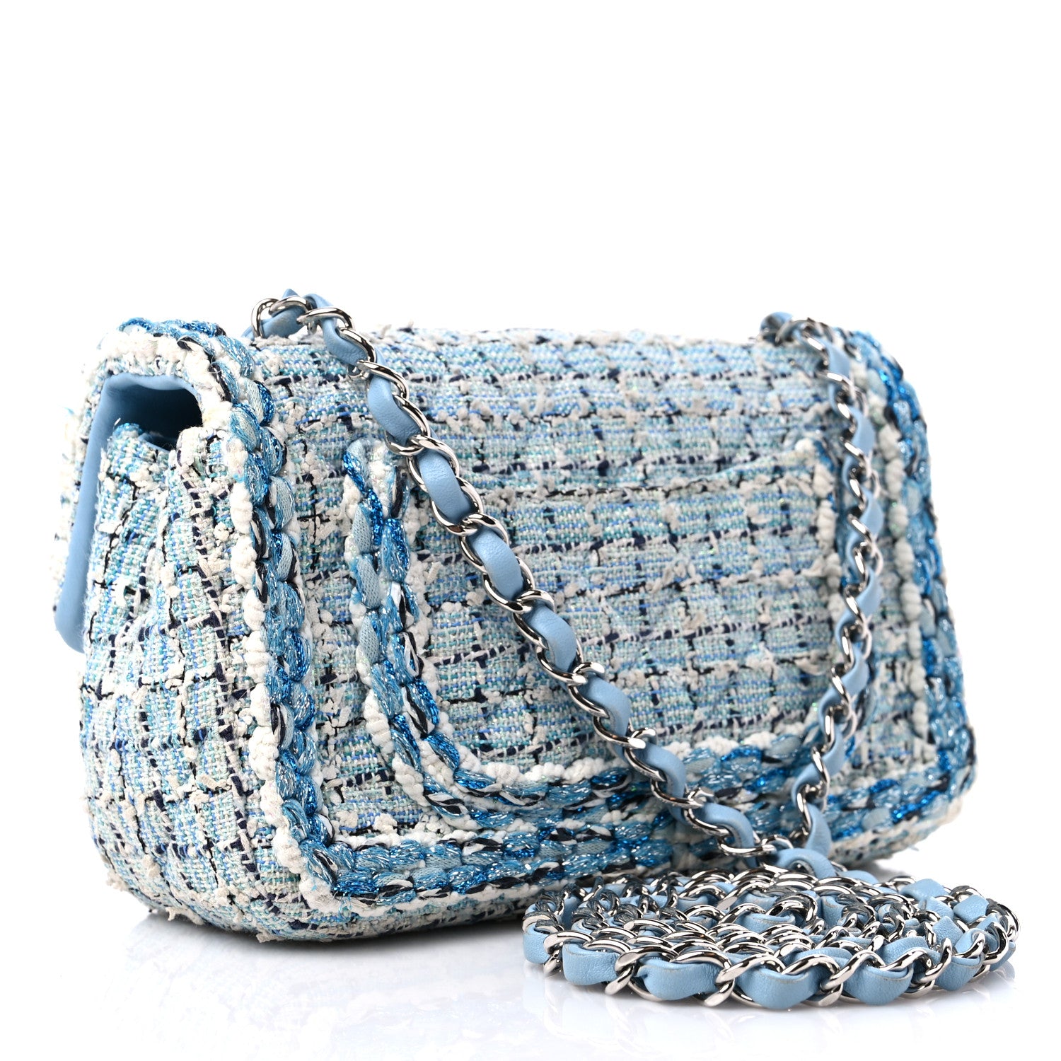 Chanel Tweed Braid Mini Flap Blue White Navy 3 of 12