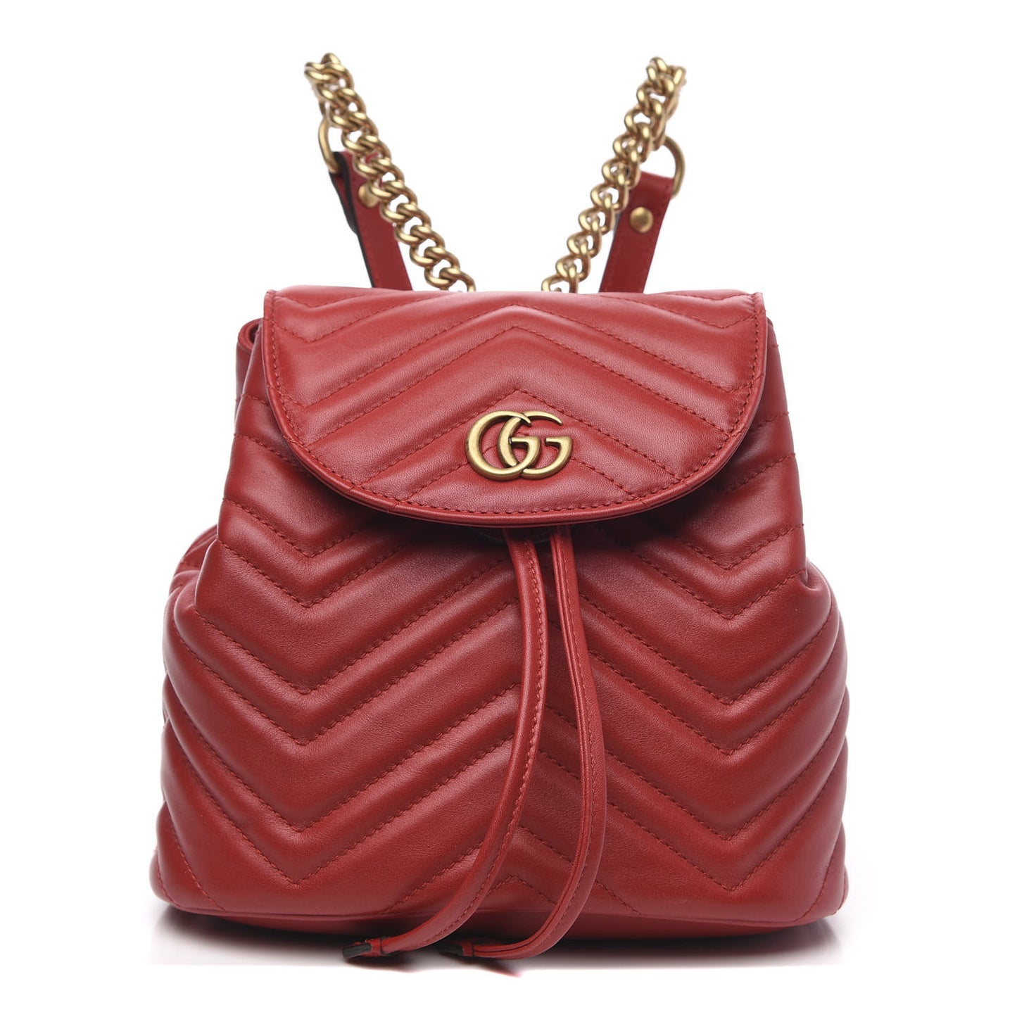 Calfskin Matelasse GG Marmont Flap Backpack Hibiscus Red