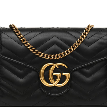 Gucci Calfskin Matelasse GG Marmont Chain Wallet Black 10 of 10