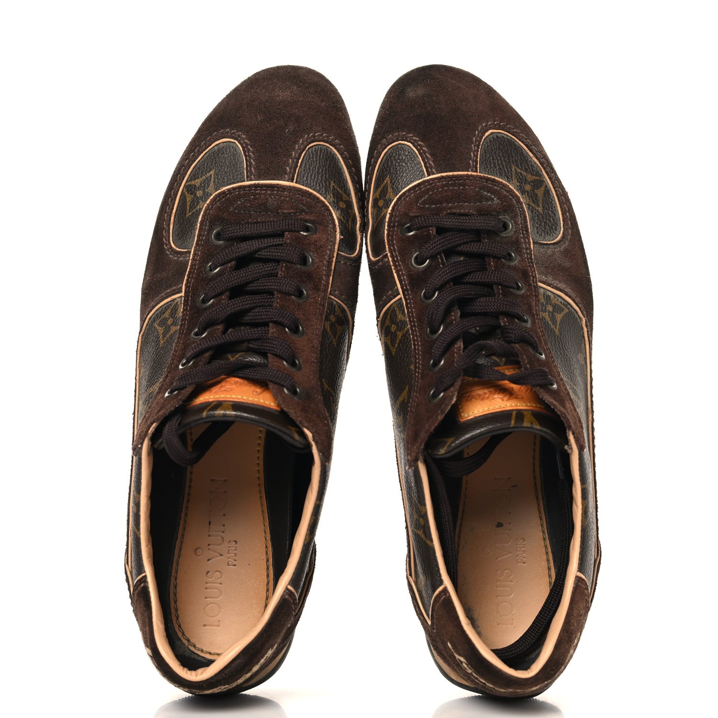 Suede Calfskin Monogram Womens Energie Sneakers 38 Brown