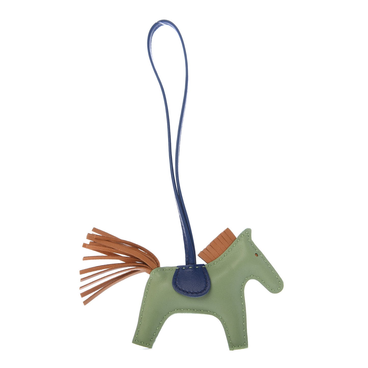 Milo Lambskin Grigri Rodeo Horse Bag Charm PM Vert Criquet Sesame Bleu de Malte