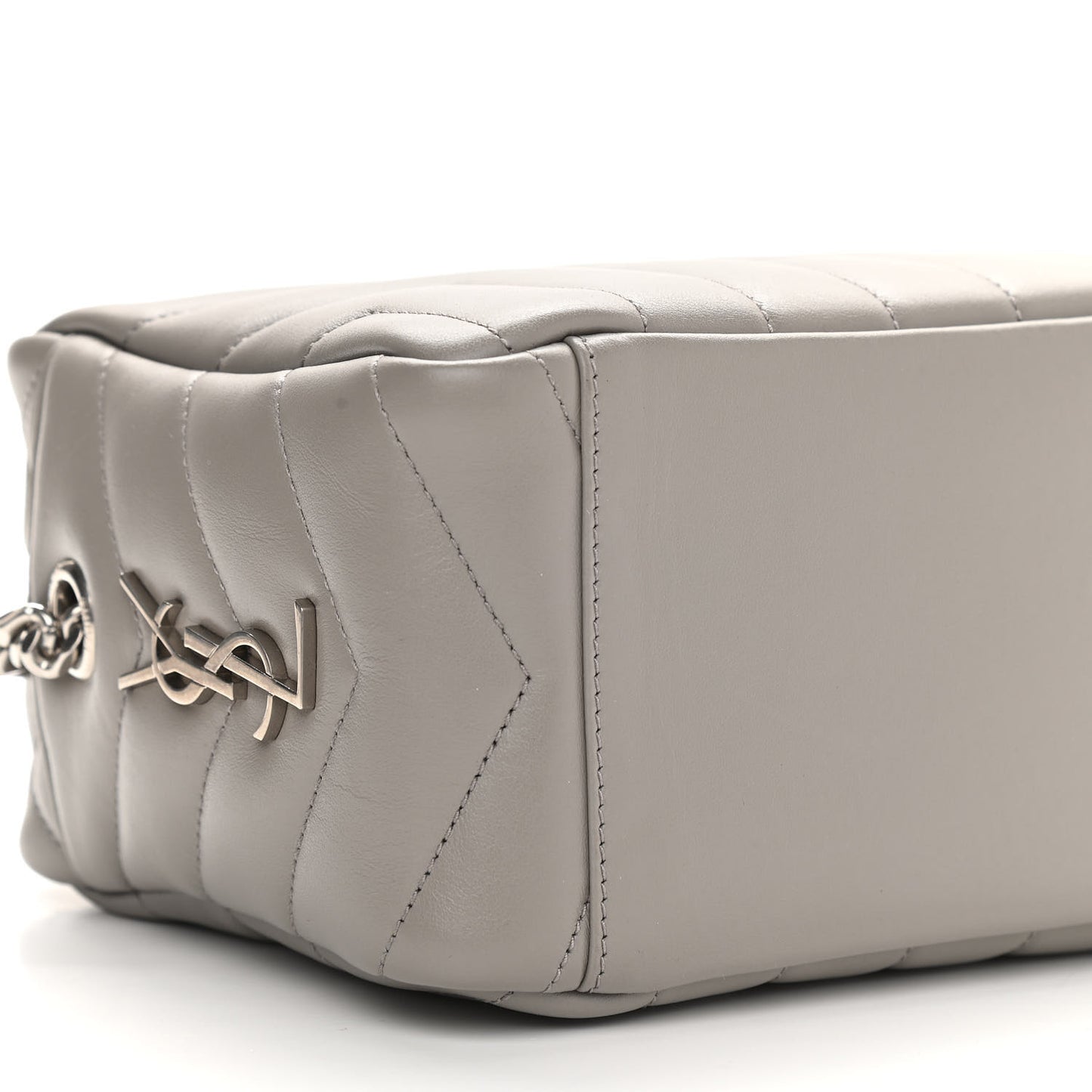 Calfskin Y Quilted Monogram Small Loulou Bowling Bag Light Gray