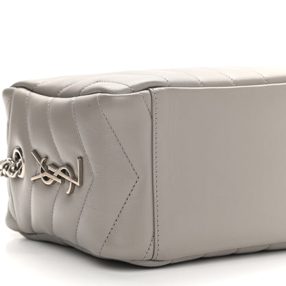 Saint Laurent Calfskin Y Quilted Monogram Small Loulou Bowling Bag Light Gray 8 of 14
