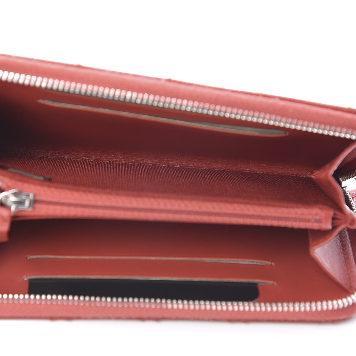 Caviar Quilted Medium Zip Around Wallet Red