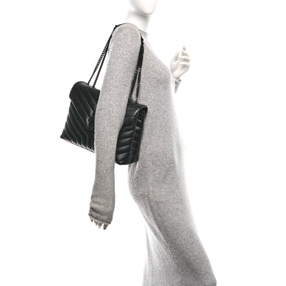 Saint Laurent Calfskin Y Quilted Monogram Monochrome Medium Loulou Chain Satchel Black 2 of 10