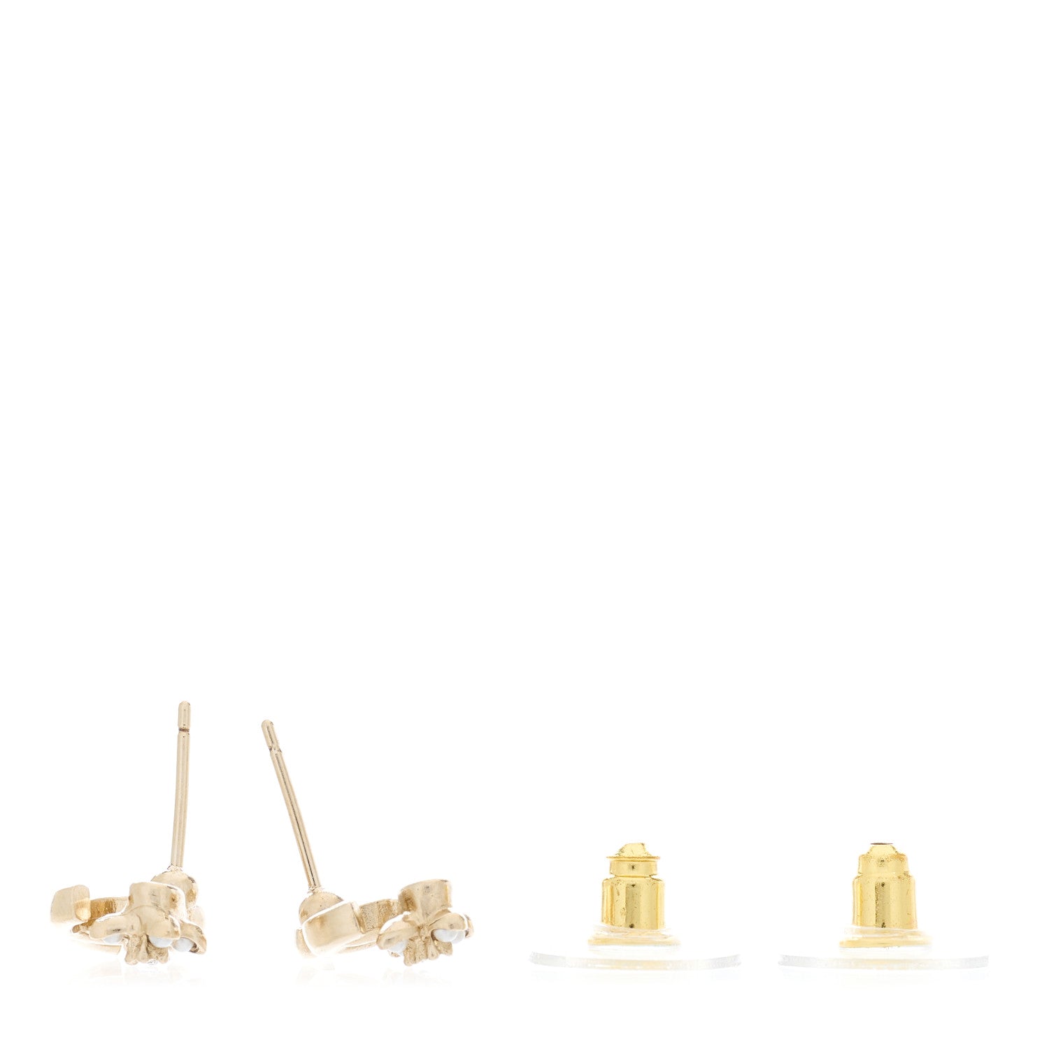 Chanel Pearl Crystal Flower Mini CC Earrings Gold 3 of 5
