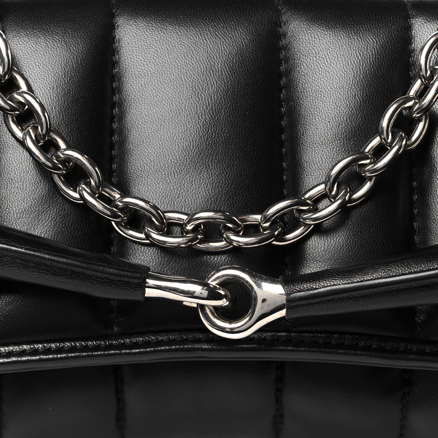 Nappa Vertical Matelasse Medium Maxi Horsebit Chain Shoulder Bag Black