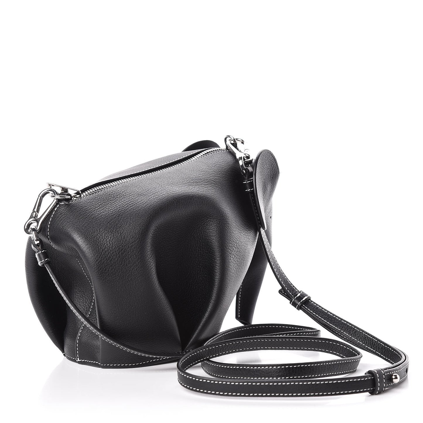 Calfskin Mini Elephant Crossbody Bag Black