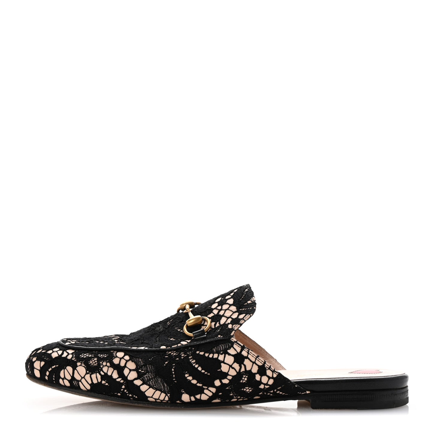 Lace Malaga Kid Womens Princetown Slippers 38.5 Black Skin Rose