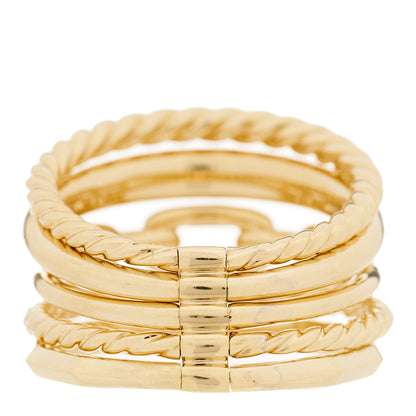 David Yurman 18K Yellow Gold Diamond 15mm Stax Five-Row Ring 56 7.5 3 of 4