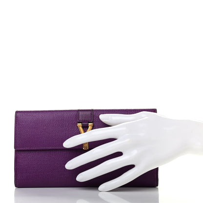 Saint Laurent Textured Calfskin Classic Y Ligne Wallet Purple 2 of 7