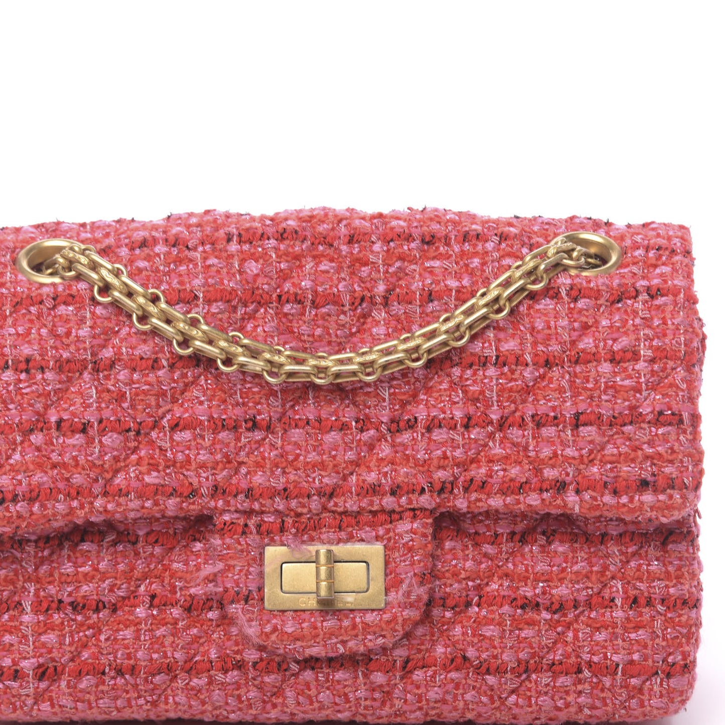 Tweed Quilted Mini 2.55 Reissue Flap Red Ecru Black